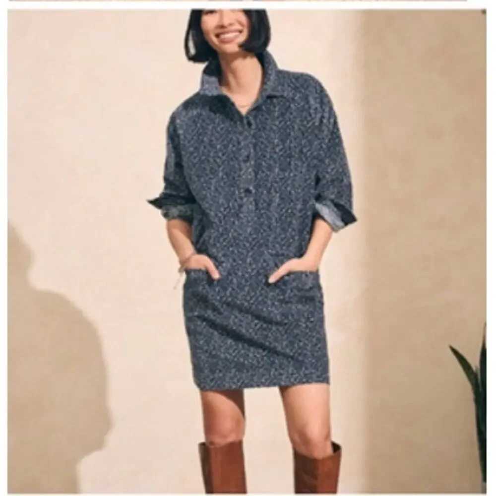 Faherty Lyon Cord Mini Dress Organic Cotton Blend Size: M Color: Riverton Floral - Picture 1 of 10